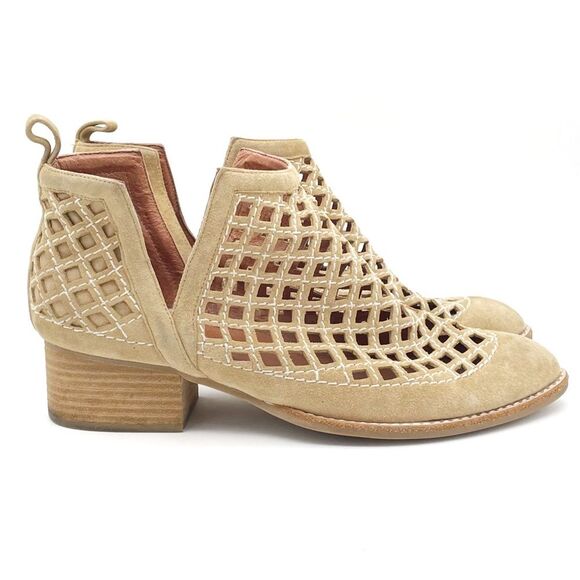 Jeffrey Campbell Taggart Booties Open Cut Out Boot Sand Leather Women’s Size 8.5 - Picture 1 of 15